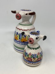 Pair Of Ceramic Bull Creamer Pitchers