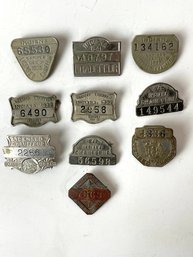 Collection Of Ten Antique Chauffeur Badges
