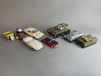 Lot Of Eight Vintage Children's Toy Cars And Trucks - Various Maker