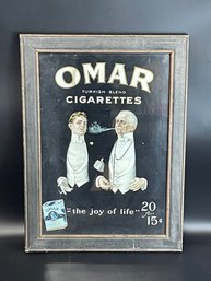 RARE Omar Turkish Blend Cigarettes Framed Advertising