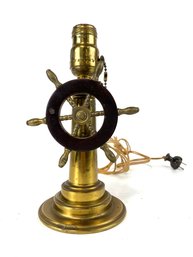 Vintage Ships Wheel Brass Side Table Lamp