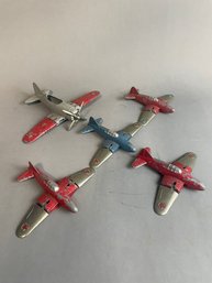 Lot Of Five Vintage Children's Cast Metal Toy Airplanes