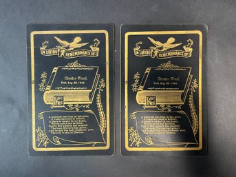 Pair Of Vintage Funeral Cards