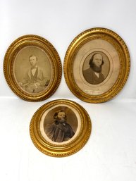 Group Of Three Portraits In Early Lemon Frames