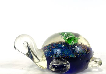 Art Glass Turtle Paperweight