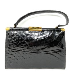 Vintage Vasser Inspired Black Alligator Handbag