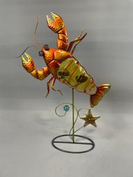 Painted Tin Lobster Sculpture