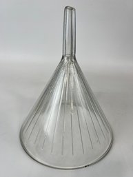 Giant Heavy Fluted Glass Funnel Vintage