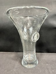 Large Glass Vase With Pressed Face Detail