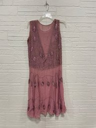 1920s Pink Dress Hand Beaded 'Gatsby' Flapper Dress