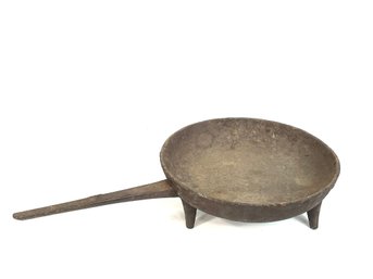 Antique Hand Forged Cast Iron Footed Pan