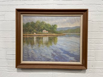 William North (1927-2011) Water Scene With Cottage On Canvas - 20' X 24'