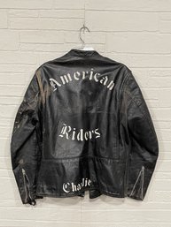 Vintage Motorcycle Club Jacket By Brooks - Handpainted - 'CHARLIE'  AMERICAN RIDERS