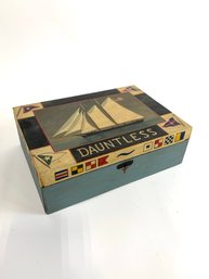 Antique Document Box Handpainted In Nautical Design