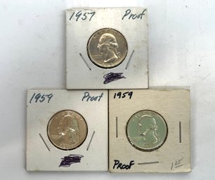 Lot Of 3 Proof Washington Quarters Silver (23)