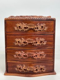 Carved Decorative Wooden Jewelry Chest