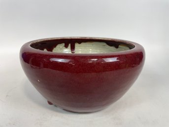 5' Studio Pottery Red Glazed Bowl