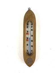 Vintage Wood And Glass Thermometer