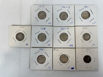 Lot Of 10 Silver Roosevelt Dimes