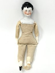 Antique Cloth Doll With Porcelain Head And Legs