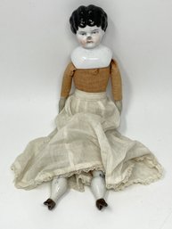 Antique Cloth Doll With Porcelain Head And Legs