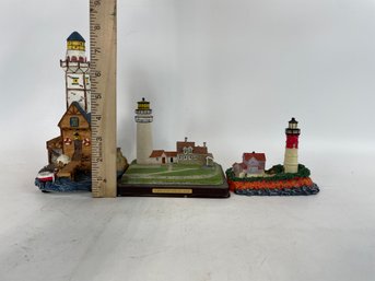 Lot Of 3 Lighthouse Statues