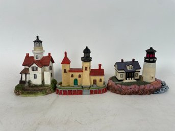 Lot Of 3 Lighthouse Figurines
