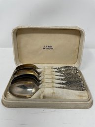 Set Of 6 Sterling Silver Spoons In Box