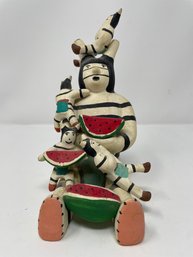 Vintage Hopi Clown Kachina Figure Pottery Signed Valenciana