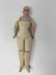 Antique Cloth Doll With Bisque Head And Arms