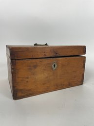 Antique Wooden Dovetailed Box With Brass Hardware