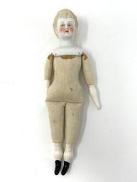 Vintage Cloth Glazed Ceramic Head And Arms Doll