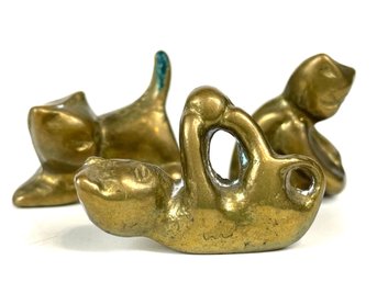 Collection Of Brass Cat Figures