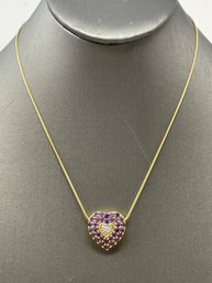 14K Gold Heart Pendant Necklace - 7.01g (L28)