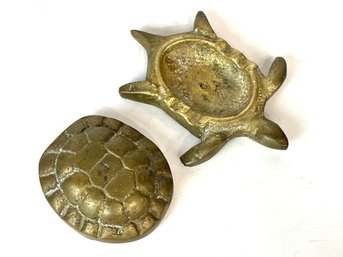 Vintage Brass Turtle Ashtray