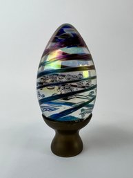 Art Glass Egg Paperweight With Stand