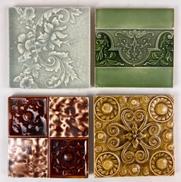 Group Of 4 Arts And Crafts Art Pottery Tiles (a)