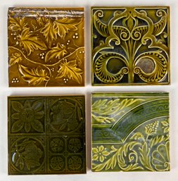Group Of 4 Arts & Crafts Art Pottery Architectural Tiles (c)