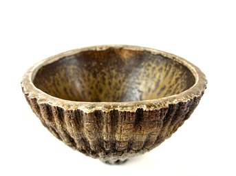 6' Studio Pottery Bowl With Bark Finish