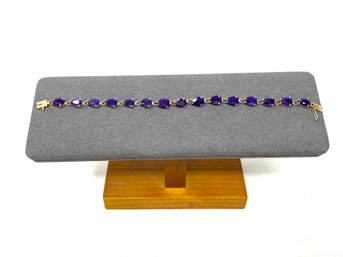 14k Gold Amethyst Bracelet (L41)