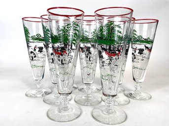 Set Of 10 Mid Century Kitsch Pilsner Glasses