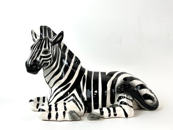 Ceramic Seated Zebra Figure