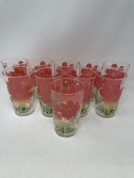 Lot Of 10 Vintage Floral Libbey Glasses