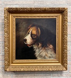 Antique Dog Portrait Signed L.M. Gould