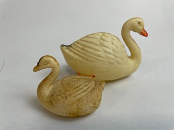 Pair Of Vintage Celluloid Swans