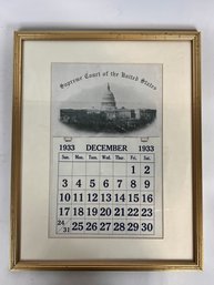1933 Supreme Court Of The United States Calendar Framed