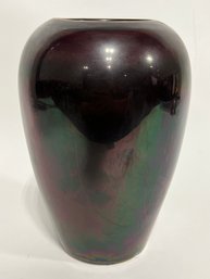 10' Hosley Pottery Vase With Black Iridescence Glaze