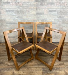 Set Of Four Mid Century Modern Danish Style Folding Chairs