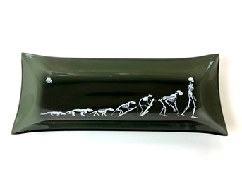 Smoke Glass Skeletons Evolution Valet Trinket Dresser Dish Plate Rectangle Grey