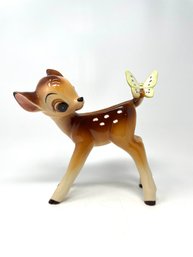LARGE Vintage Disney Bambi Figurine With Butterfly On Tail